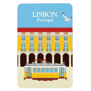 Lisbon yellow tram vintage style magnet