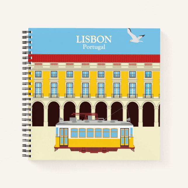 Lisbon yellow tram vintage style  notebook (Front)