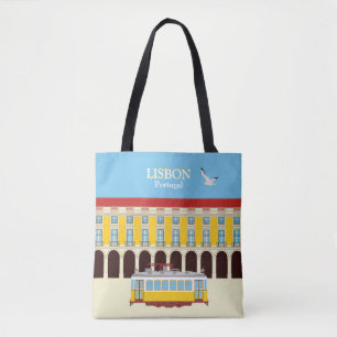Lisbon yellow tram vintage style  tote bag