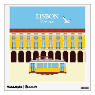 Lisbon yellow tram vintage style  wall decal