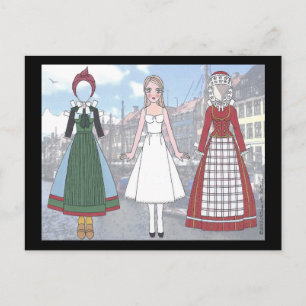 Lise of Denmark Paper Doll Postcard