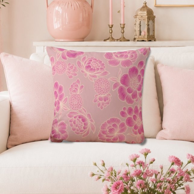 Lise Soft Pink 🌸 Elegant Floral Throw Pillow (Creator Uploaded)