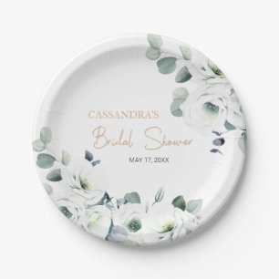 Lisianthus Succulent Ivory Botany Bridal Shower   Paper Plates