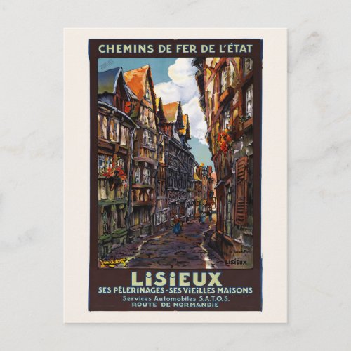 Lisieux France Vintage Poster 1930 Postcard