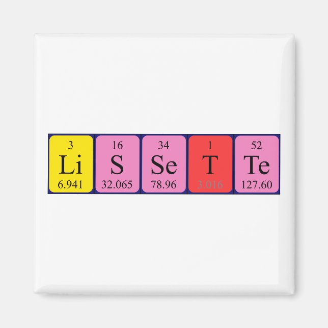 Lissette periodic table name magnet (Front)