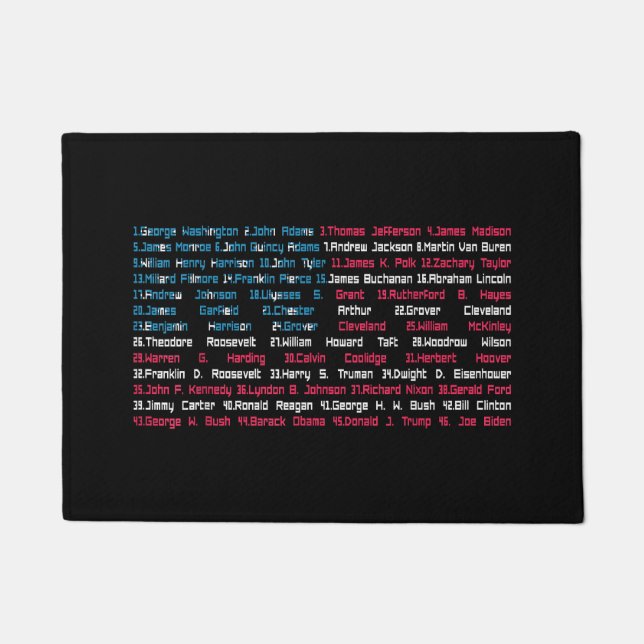 List 46 US Presidents of the United States Fun His Doormat (Front)
