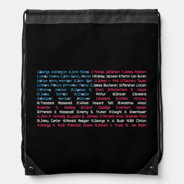 List 46 US Presidents of the United States Fun His Drawstring Bag (Front)