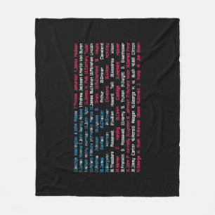 List 46 US Presidents of the United States Fun His Fleece Blanket
