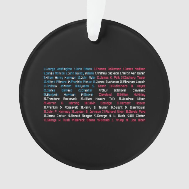 List 46 US Presidents of the United States Fun His Ornament (Front)