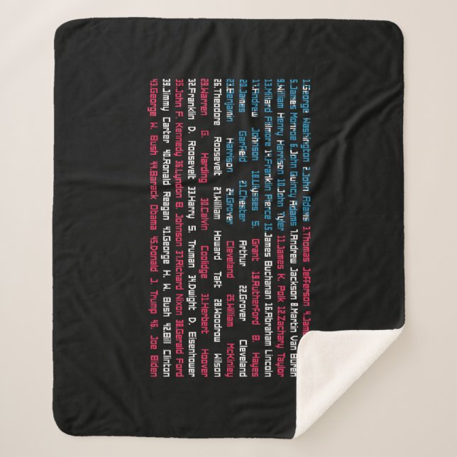 List 46 US Presidents of the United States Fun His Sherpa Blanket (Front)