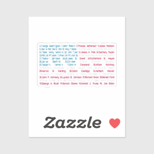 List 46 US Presidents of the United States Fun His Sticker (Sheet)