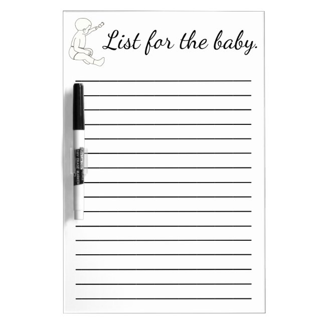 List for the Baby Sitter, Dry Erase Boards (Front)