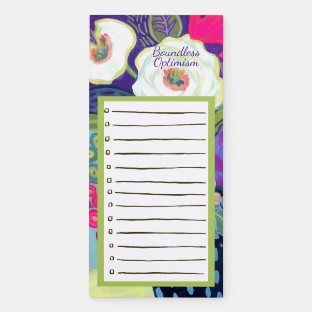 List of Boundless Optimism: Floral  Magnetic Notep Notepad (Front)