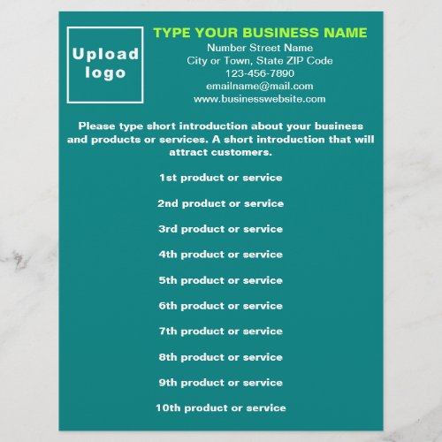 List of Business Products or Services Teal Flyer