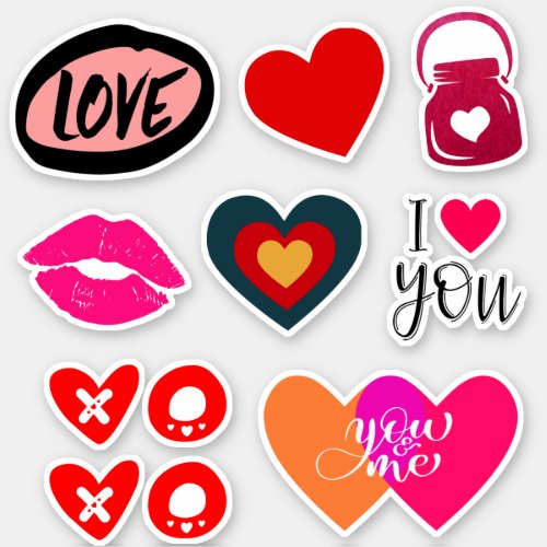 List of Colorful Valentine  Love Elements Vinyl Sticker