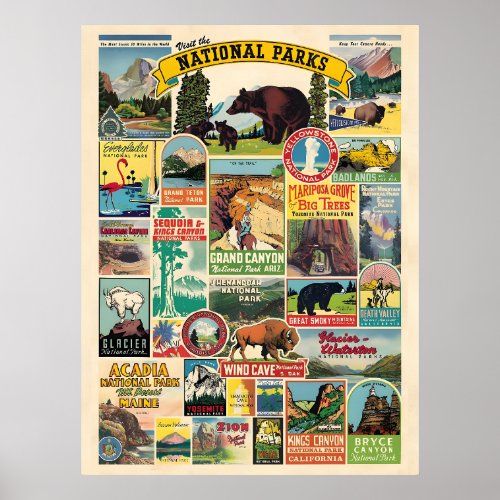 List of National Parks in the United States Poster