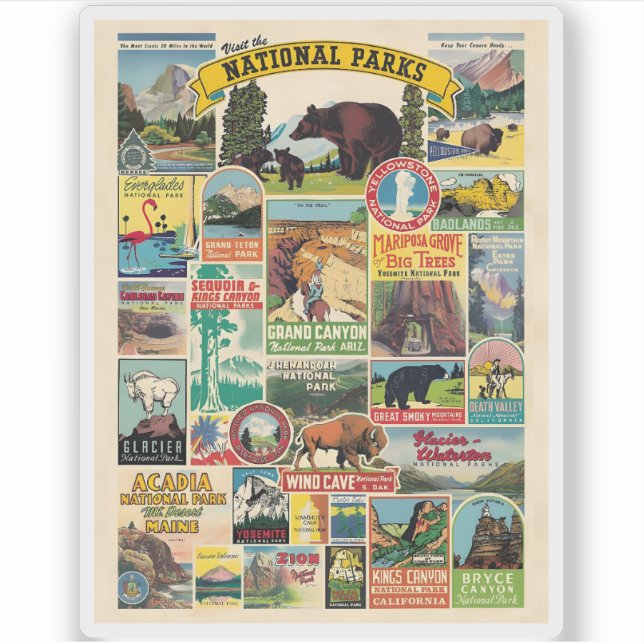 List of National Parks in the United States Sticker (Front)