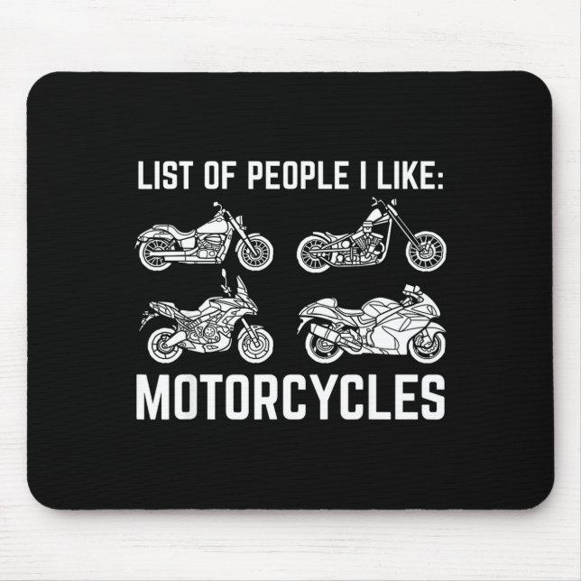 List Of People I Like Motorcycles Funny Rider &amp Mouse Pad (Front)
