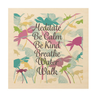 List of postive words on a backdrop of daisies wood wall art