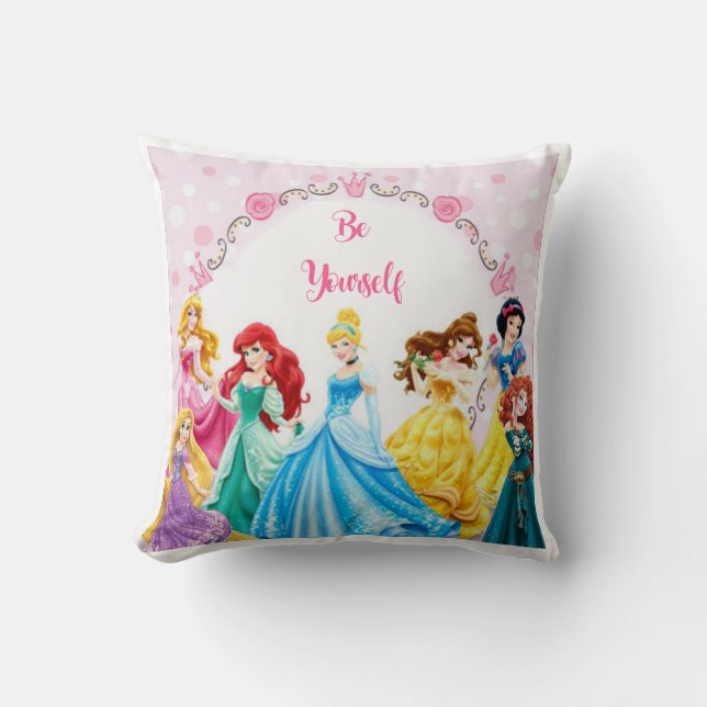 list of   princesses throw pillow  (Front)