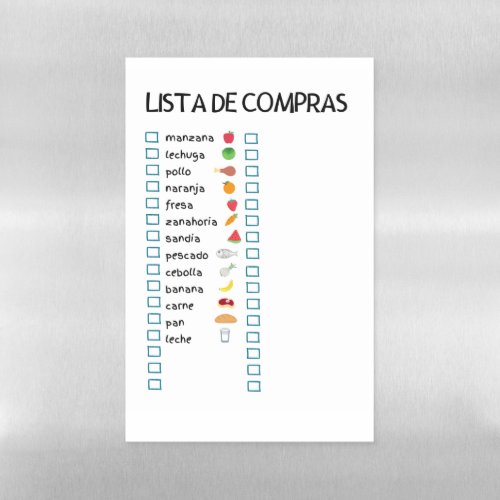Lista de Compras Spanish Shopping List Magnetic Dry Erase Sheet