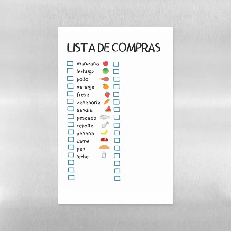 Lista de Compras (Spanish Shopping List) Magnetic Dry Erase Sheet | Zazzle