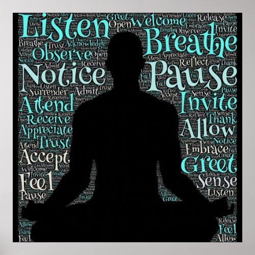 Listen Breath Pause Be Meditation Poster