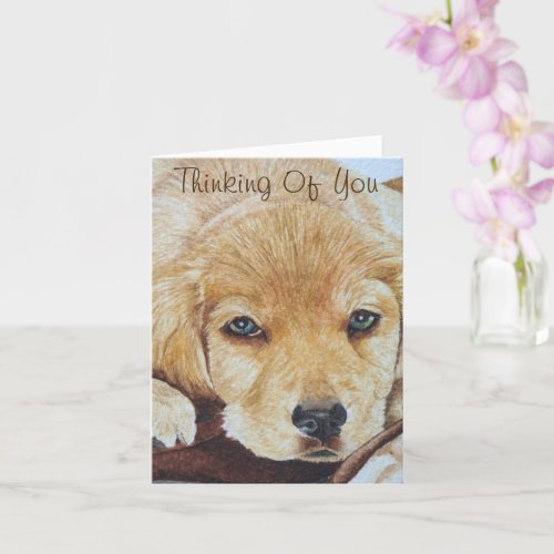 listen golden retriever puppy dog portrait card