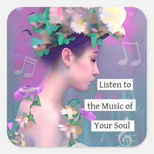 Listen to the Music of your Soul  Inspriational Square Sticker