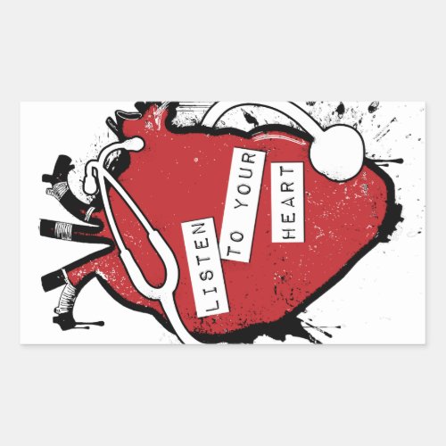 listen to your anatomical heart rectangular sticker