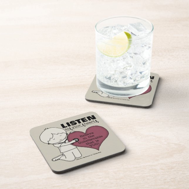 Listen to Your Heart Beverage Coaster (Right Side)