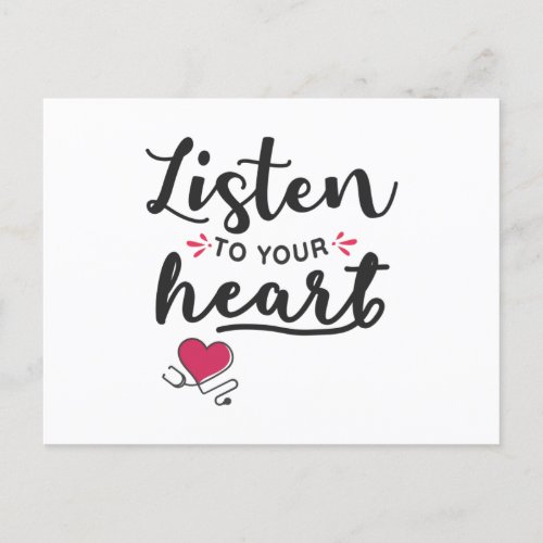 Listen to your heart stethoscope postcard