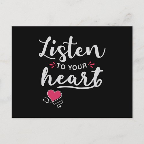 Listen to your heart stethoscope postcard