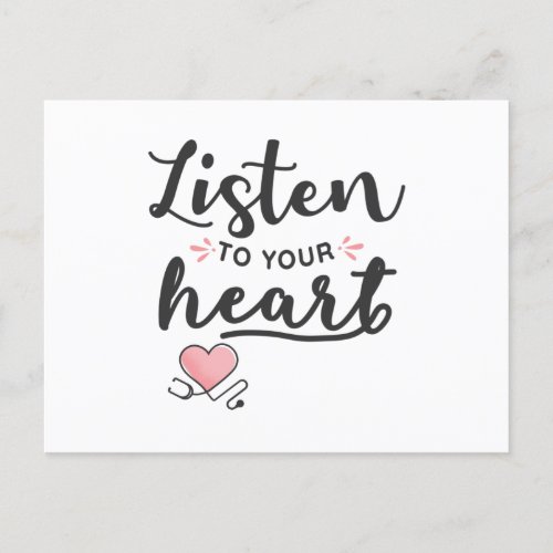 Listen to your heart stethoscope postcard