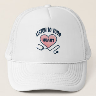 Listen to your heart stethoscope trucker hat