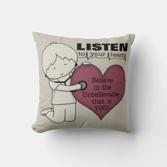 Listen to Your Heart Throw Pillow (Front)