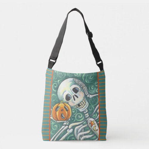 LISTEN TO YOUR PUMPKIN SELETON CROSS BODY BAG