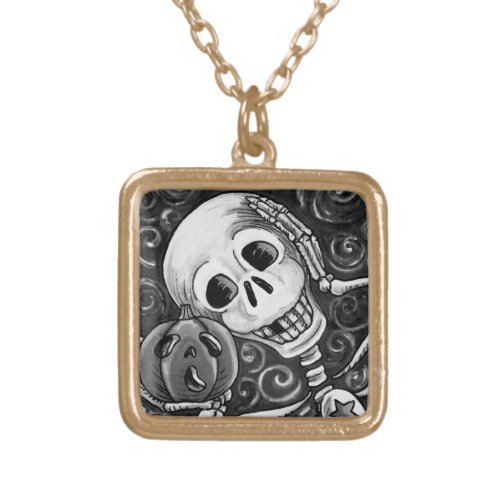 LISTEN TO YOUR PUMPKIN SKELETON NECKLACE Square