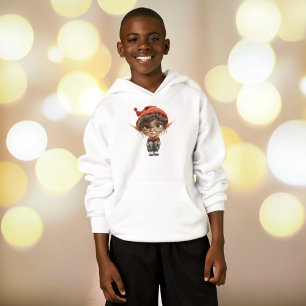 Listening Girl Christmas Elf Boy's Hoodie