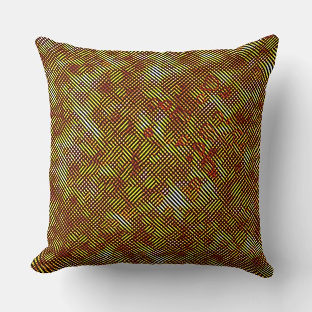 Listras queimadas e manchadas de xadrez throw pillow (Front)
