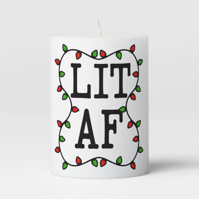 Lit AF funny Christmas Lights candle (Front)