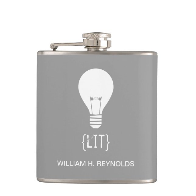 {LIT} Bridal Party Lit Lightbulb Flask (grey) (Front)