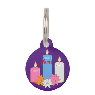 Lit Candle Flowers Thunder_Cove Pet ID Tag