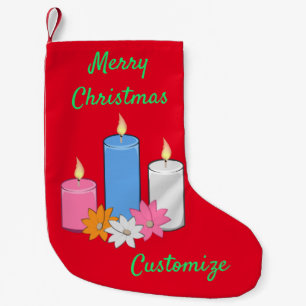 Lit Candle Flowers  Thunder_Cove  Small Christmas Stocking