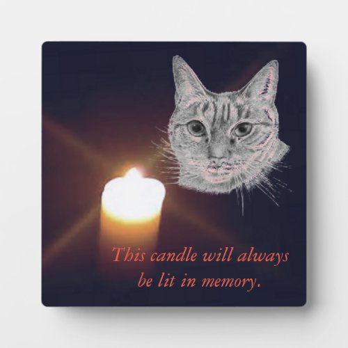 Lit Candle In Memory Of Cat Plaque