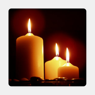 Lit Candles with a Reddish Glow Coaster Set