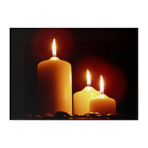 Lit Candles with a Reddish Glow, Peaceful Acrylic Print