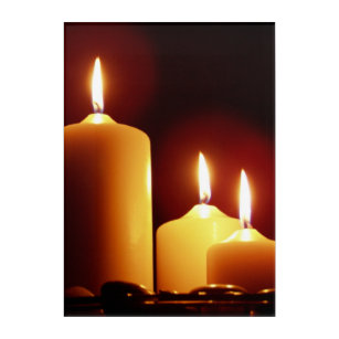 Lit Candles with a Reddish Glow, Peaceful Acrylic Print