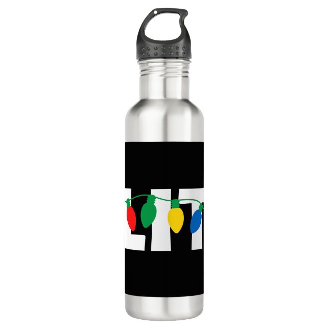 Lit Christmas Stainless Steel Water Bottle (Front)