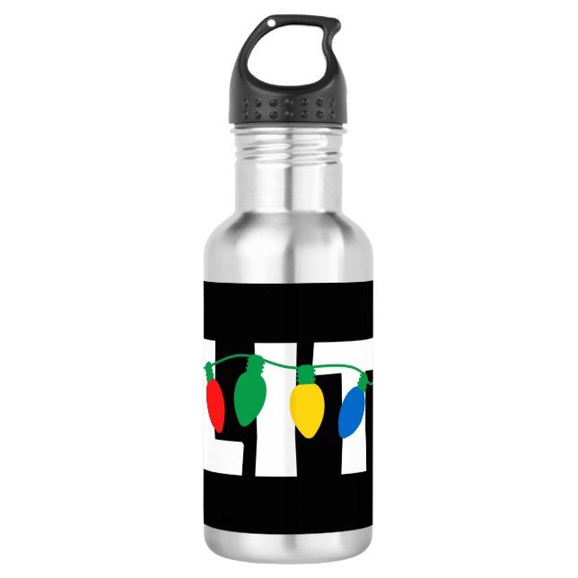 Lit Christmas Stainless Steel Water Bottle (Front)